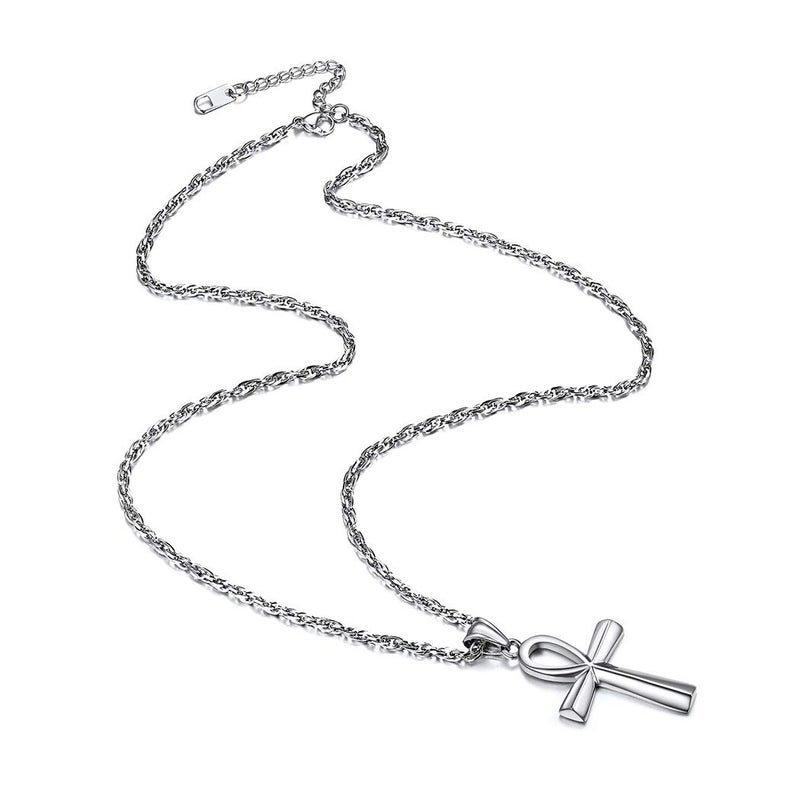Suplight Silver Ankh Cross Pendant Ancient Egyptian Jewelry Stainless Steel Lucky Protection Necklace for Men Women - Image 5